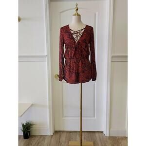 Cotton Candy Paisley Print Lace Up Romper